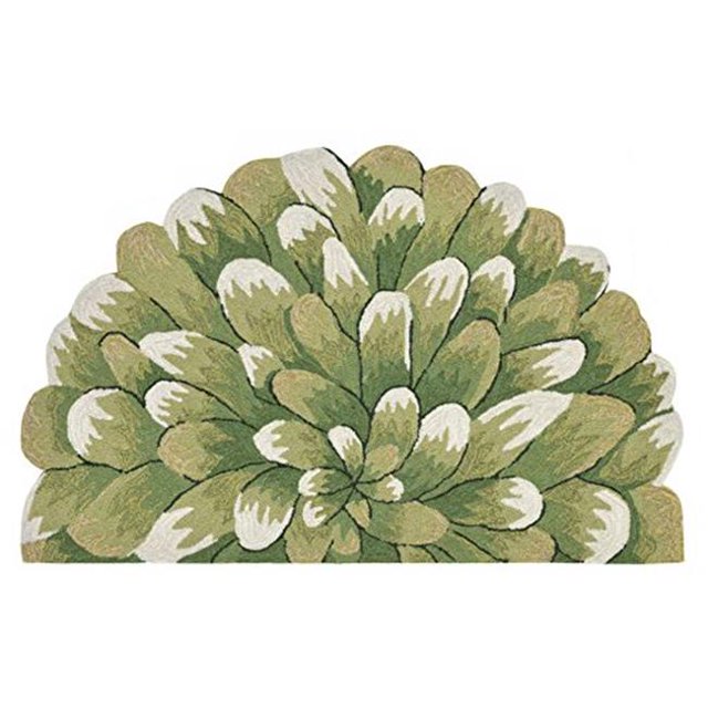Trans Ocean FTPH8182806 Tapis Demi-Rond Tufté à la Main Vert Maman - 30 x 48 Po