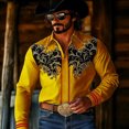 thumbnail image 2 of CONZONE Mens Western Cowboy Shirts Long Sleeve Buttons Down Shirts for Men Trendy Embroidered Lapel Soft Lightweight Tops, 2 of 4