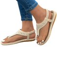thumbnail image 3 of XIAQUJ Large Size Thong Rhinestone Flat Sandals Elastic Strap Casual Sandals Sandals for Women 2024 White 8, 3 of 8