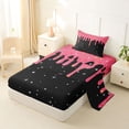 thumbnail image 2 of Castle Fairy Ice Cream Drip Twin Sheets 3pcs, Stars Print Bedding,Black Pink,1 Fitted Sheet, 1 Flat Sheet and 1 Pillowcase, 2 of 6