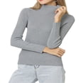 thumbnail image 3 of Chemise à Manches Longues pour Femmes Décontractée Couleur Unie Thermique Col Roulé Chemises Blouse Noir 3TG, 3 of 3