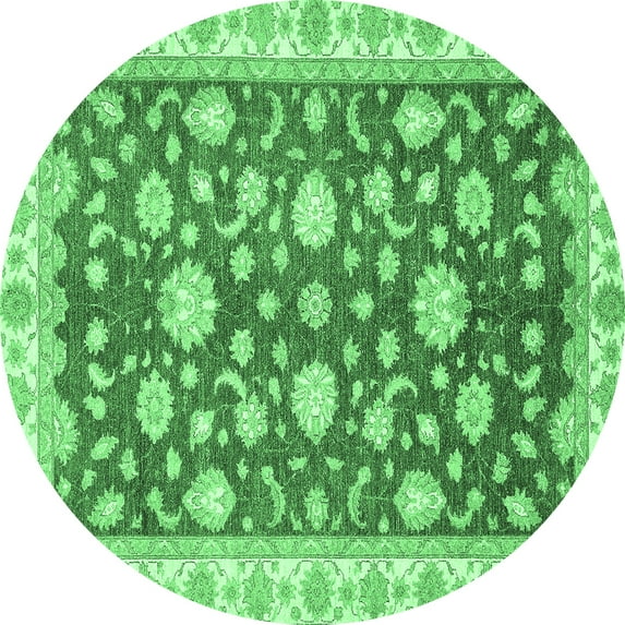 Ahgly Company Indoor Round Oriental Emerald Green Traditional Area Rugs, 3' Round