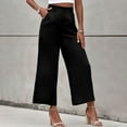 thumbnail image 6 of Baqcunre Wide Leg Pants Woman Fashion Women's Solid Casual Pocket Button High Waist Wide Leg Pants Womens Fashion Women's Pants Pants for Women Womens Clothes Black S, 6 of 9