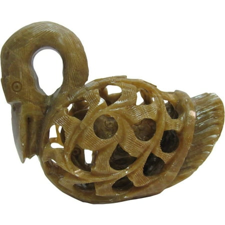 Figurine Handmade Sculpture - Collectable Handmade Soapstone SWAN with Baby Indian Carving Sculpture Figurine Statue 4