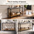 thumbnail image 5 of Ktaxon Boho Conosle Table with Charging Station, 41.7" Nareow Behind the Sofa Table with Handwoven Waterproof Rattan Shelf, Easy Assemble, Gray, 5 of 7