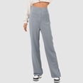 thumbnail image 2 of Povozer Women's Casual High Waist Stretch Pants, Multiple Pockets Straight Leg Pants, for Leisure and Office(Gray,XL), 2 of 6