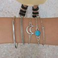thumbnail image 3 of Juego de 5 pulseras de mano de luna plateada con pulsera de cadena de mano de turquesa y cuentas para mujeres y niñas Rojo Verde MX-0133787FYD, 3 of 5