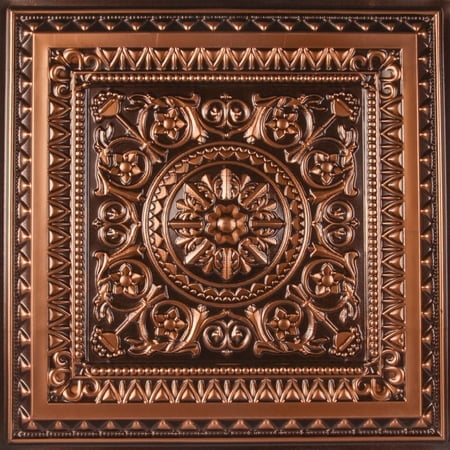 uDecor Marseille Antique Copper 2 ft. x 2 ft. Lay-in or Glue Up Ceiling Tile - Box of 10