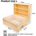 thumbnail image 4 of Comedero de madera natural para conejos, una solución versátil que incorpora cuencos de acero inoxidable y caja de arena para conejos y cobayas, 4 of 5