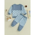 thumbnail image 5 of Musuos Baby Boy 2 Piece Outfits 6 12 18 24M 3T Plaid Long Sleeve Sweatshirt with Pocket and Elastic Pants for Toddler Fall Clothes, 5 of 10