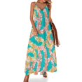 thumbnail image 1 of Nuevos collares de flores Lei en vestido azul sin mangas, vestido de fiesta de lujo para mujer, vestido de noche para mujer, vestidos casuales, 1 of 7