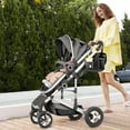 thumbnail image 2 of LINLUX 3 in 1 Convertible Baby Stroller, Infant Stroller with Big Wheel, Kids Pushchair Dark Grey, 2 of 7