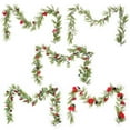 thumbnail image 2 of Guirlandes Artificielles de Noël, 6.56 Pieds Guirlande de Feuilles de Houx de Noël, Fausses Guirlandes de Verdure d'Hiver Baies Rouges Enneigées Guirlandes Suspendues pour Cheminée Décoration de Mariage Fête Maison,(D,6.56 Pieds), 2 of 9