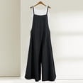 thumbnail image 5 of Casual Loose Jumpsuit Women Summer Solid Cotton Linen Straps Wide Leg Pants Dungaree Bib Overalls Sleeveless Oversized Jumpsuits, 5 of 8