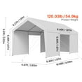 thumbnail image 6 of VEVOR Carport, 12 x 20 FT Outdoor Car Canopy, Potable Carport with Removable Sidewalls & Door, Heavy Duty Car Shelter, UV-Resistant & Water-Resistant, All-Season Protection for Automobile Boat White, 6 of 9