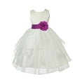 thumbnail image 2 of Ekidsbridal Girl Ceremonial Flower Girl Dress - Knee Length Ivory Organza with Tiebow 4613T-A (Size: S-12), 2 of 3