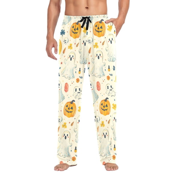FORMRS Mens Pajama Pants with Pockets Sleepwear Lounge Bottoms Sizes S-2XL, Halloween Cute Ghosts