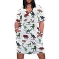 thumbnail image 1 of Hoja de dinosaurio con múltiples dibujos de dibujos animados y etiquetas Vestido de bolsillo suelto Vestido de noche de mujer Vestidos sueltos elegantes de mujer, 1 of 7