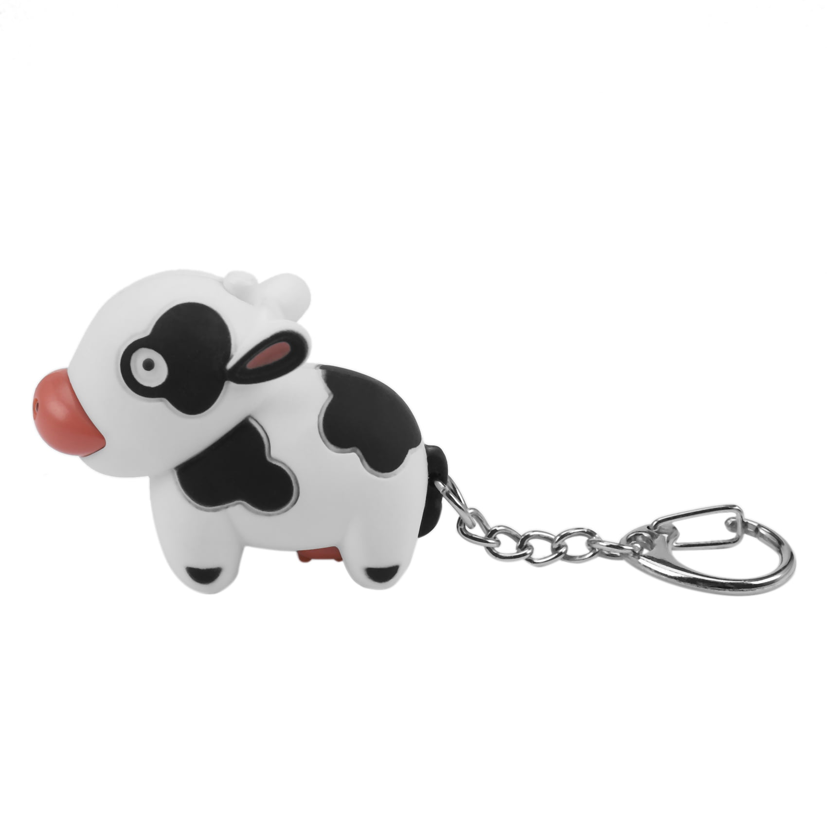 Mini Little Cow Animal Funny LED Keychain with Sound Key Holder Torch Flashlight