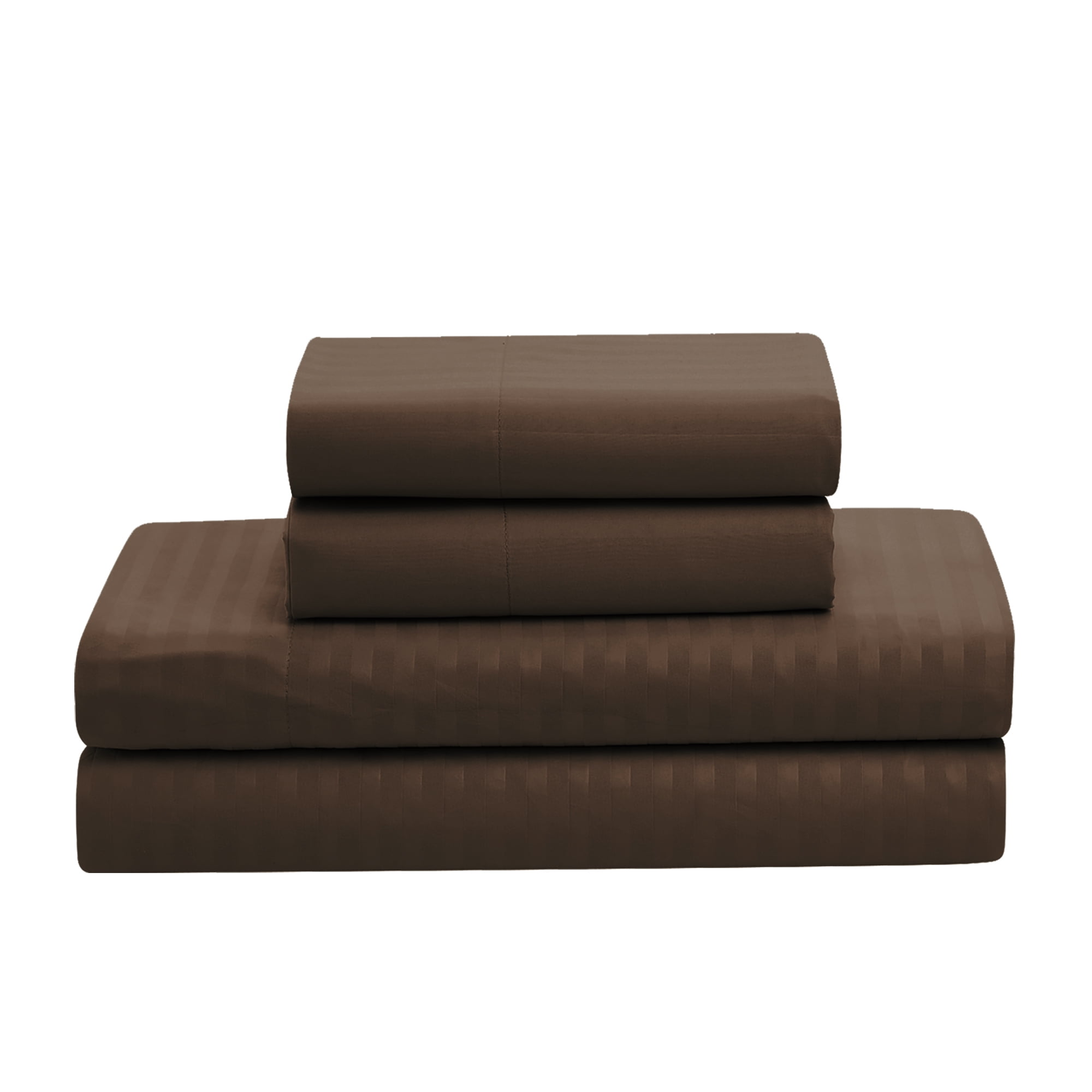 Dobby Stripe 8 Piece Bed in a Bag Bedding Set Includes Bed Sheets and Bed Skirt, Queen - Chocolate