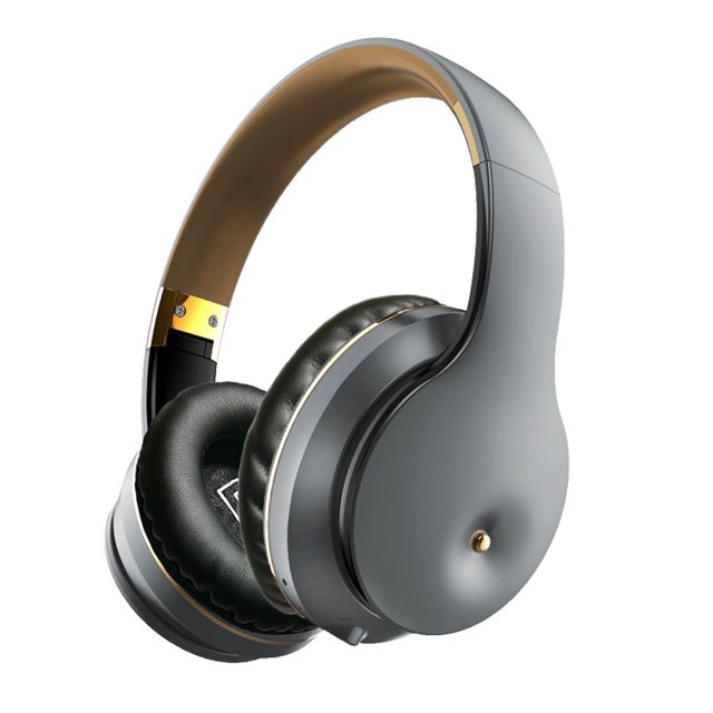 Seitruly Auriculares inalámbricos compatibles con Bluetooth, auriculares recargables de graves con micrófono, auriculares portátiles con reducción de Cables de audio/vídeo Gris