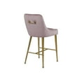 thumbnail image 3 of Homestock African Artifacts Modern, Contemporary Velvet Upholstered Counter Stool with Polished Gold Metal Legs, Set of 2, 23" W x 21" D x 40" H, Ideal for Bar and Pub Height Tables-Color:Pink, 3 of 10