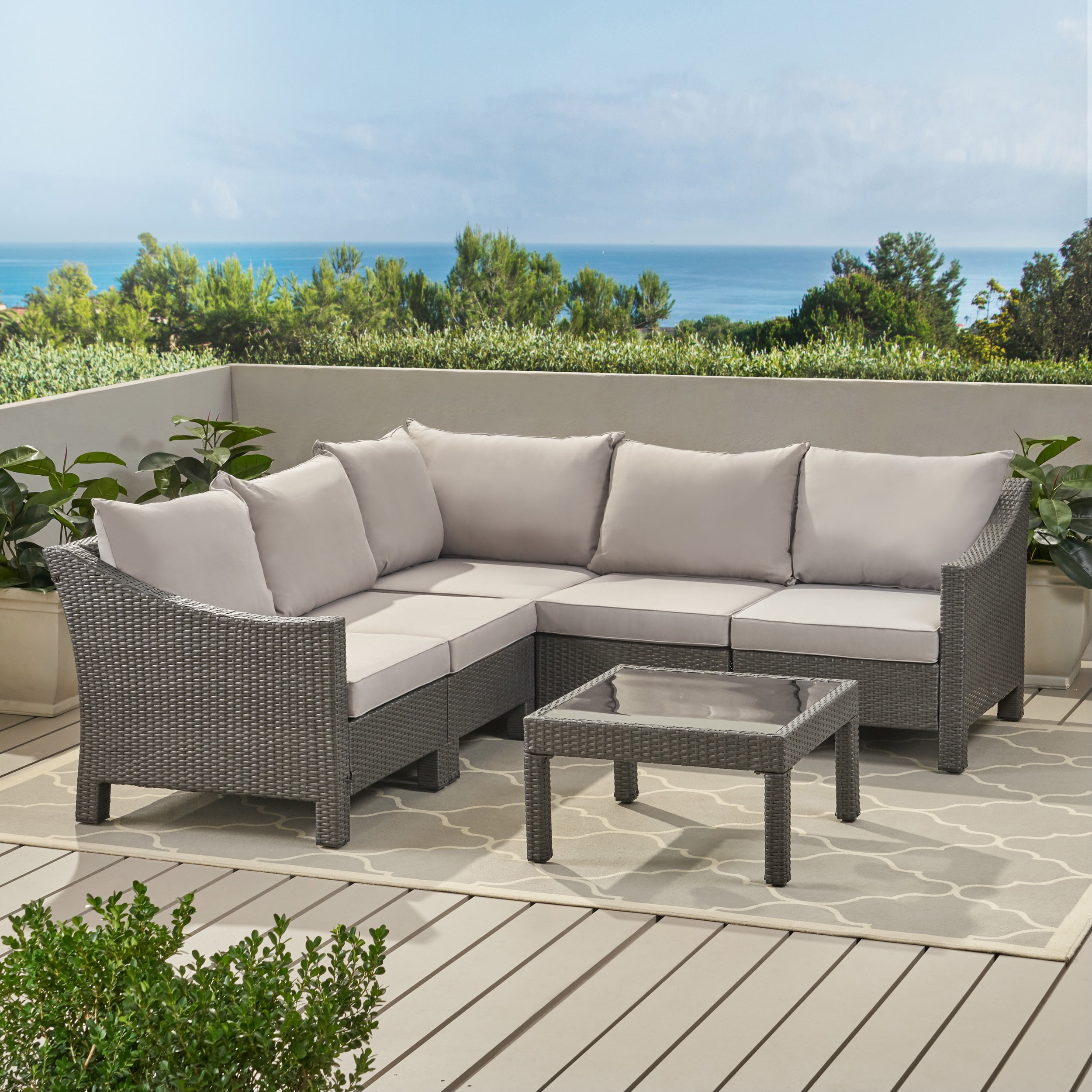 outdoor sectional with waterproof cushions