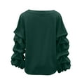 thumbnail image 7 of Yteetum Women's Merry Christmas Sweatshirts Oversized Crewneck Christmas Pleated Ruffle Trim Pullover Hoodless Sweatshirts Tops Womens Casual Xmas Graphic Round Neck Loose Lantern Sleeve Sweatshirts, 7 of 7