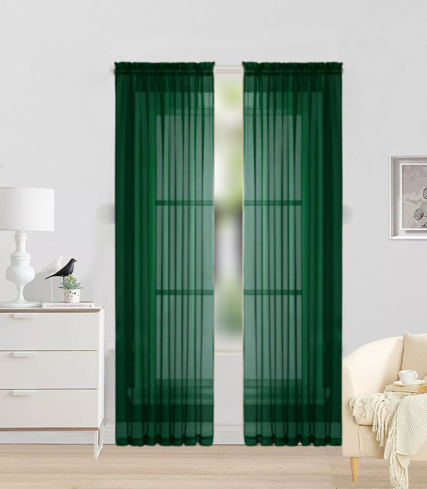 Gorgeous Home LINEN Solid Voile Sheer Curtains, 55 x 84 (2 Panels)