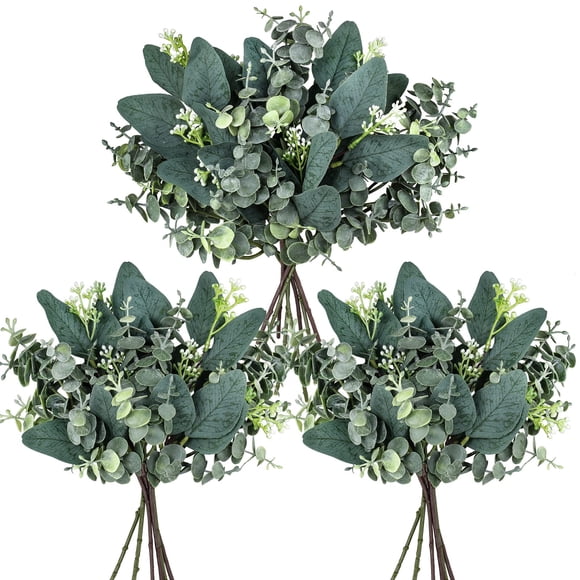 Tallos de hojas artificiales de eucalipto Winlyn, 20 unidades, mezclados