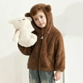 thumbnail image 5 of BFHHYA Baby Toddler Fuzzy Fleece Zip-Up Jacket (6M-4Y) Kids Bear Ear Hooded Warm Jacket Casual Winter Coat with Pockets for Fall Winter Indoor Playtime, 5 of 6