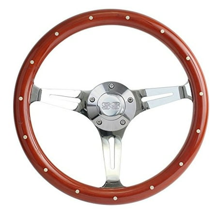 New World Motoring 1967 Camaro Mahogany & Chrome Steering Wheel, SS Horn & Billet Adapter 15