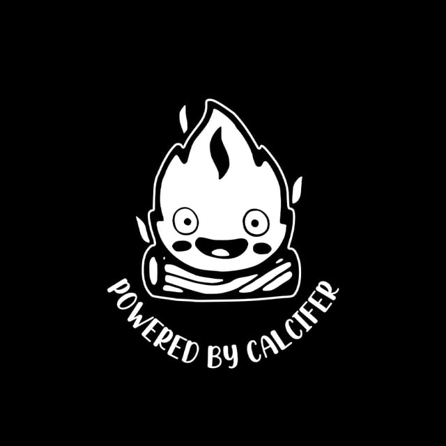 Powered by Calcifer Fuel Tank Cap Car Stickers Cover Scratches Window Decal For Motorcycle Laptop Phone Helmet Decoration