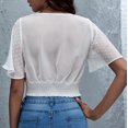 thumbnail image 7 of JGGSPWM Women's Flutter Sleeve Chiffon Wrap V-Neck Trendy Crop Blouses Dot Summer Dressy Tops White M, 7 of 7