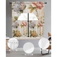 thumbnail image 2 of Vintage Hydrangea Floral Swag Kitchen Curtains Sets for Windows 24 Inch Length, Spring Botanical Flowers Short Window Curtain Panels Swags Valances and Tiers 3 Piece Set for Cafe/Dining Room, 2 of 5