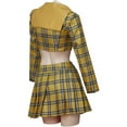 thumbnail image 5 of Fancy Girl Yellow Plaid Dress Crop Top Blazer Skirt Suit, 5 of 7
