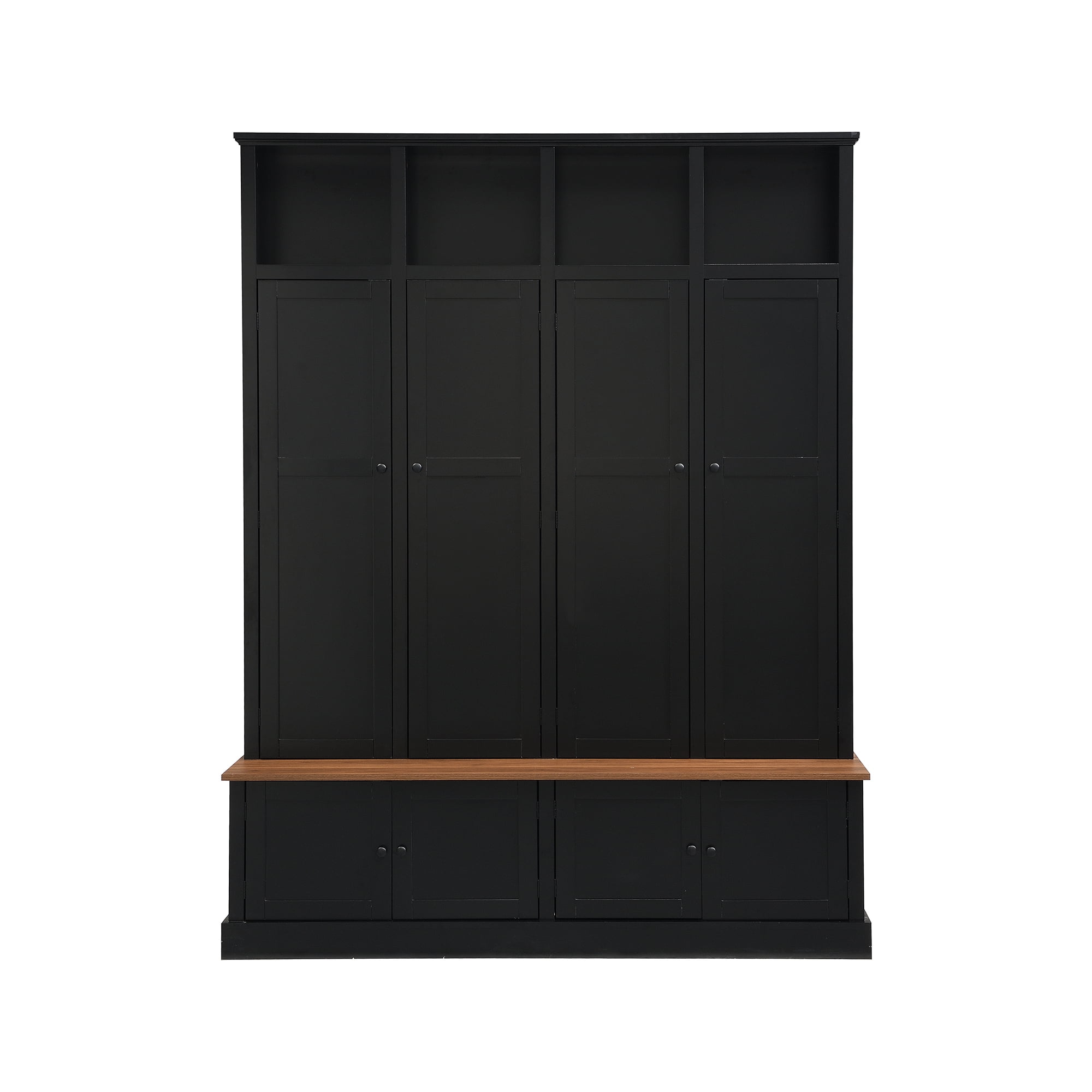 76.7''H Modern Entryway Hall Tree with Storage Bench, Accent Wardrobe Organizer with Cubbies and Hidden Hooks for Hallway