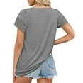 thumbnail image 4 of Gibobby Camiseta de manga corta para mujer Camisetas manga corta con borde encaje para mujer, blusas sueltas tamaño a la moda, blusas casuales sólidas(Gris,M), 4 of 5
