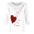 thumbnail image 4 of Ailaofu Womens Casual 3/4 Sleeve Round Neck Valentine T Shirts Cute Love Heart Printed Graphic Tee Tops Basic Tees, 4 of 5