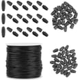 thumbnail image 1 of Cierre de seguridad con broche separable para cordón, juego de 30 conectores cilíndricos de plástico negro de 24 mm, con 10 m de cordón de nailon de 2 mm., 1 of 9