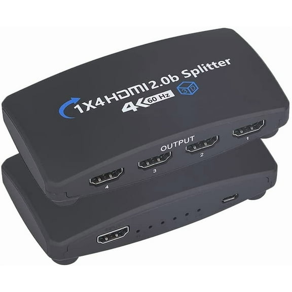 4K@60Hz HDMI Splitter 1 in 4 Out,AUBEAMTO Hdmi Video Splitter 1x4 V2.0b Powered, Support 1080P@120Hz Duplicate/Mirror Screen Monitor, Ultra HDR for Xbox, PS3/PS4 Game Consoles (1 Input to 4 Outputs)