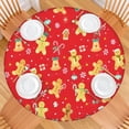 thumbnail image 2 of Red Christmas Gingerbread Man Pattern Round Fitted Tablecloth with Elastic Edge,Dining Table Cover Waterproof,Outdoor Round Tablecloth for Camping,Dining,Indoor and Outdoor, 2 of 7