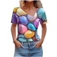 thumbnail image 1 of Top de Verano de las Mujeres, Cuello en V Moda Casual de Manga Corta Blusa, Primavera Y Verano Ligero Top, 1 of 9