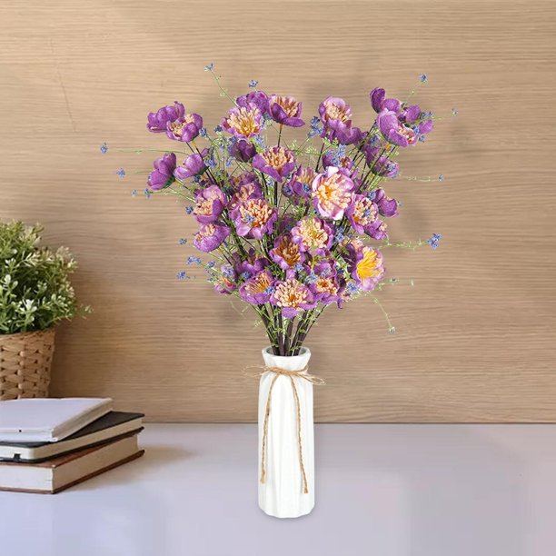Ramo artificiales de 3 piezas con , arreglo de mesa de Floral de otoño para el hogar, decoración de granja, regalo ornamental Violeta Macarena Ramo de novia