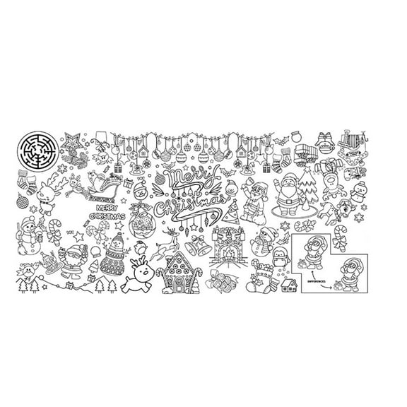 Christmas Giant Coloring Poster/Tablecloth - Christmas Decorations - 33.86 x 72.05 Inches Jumbo Paper Coloring Banner - Arts Crafts Supplies, Christmas Gifts