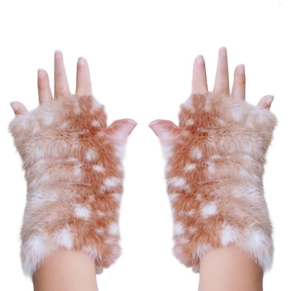 Weflink Holiday Deer Print Gloves Warm Plush For Men Women Kids Christmas Gift