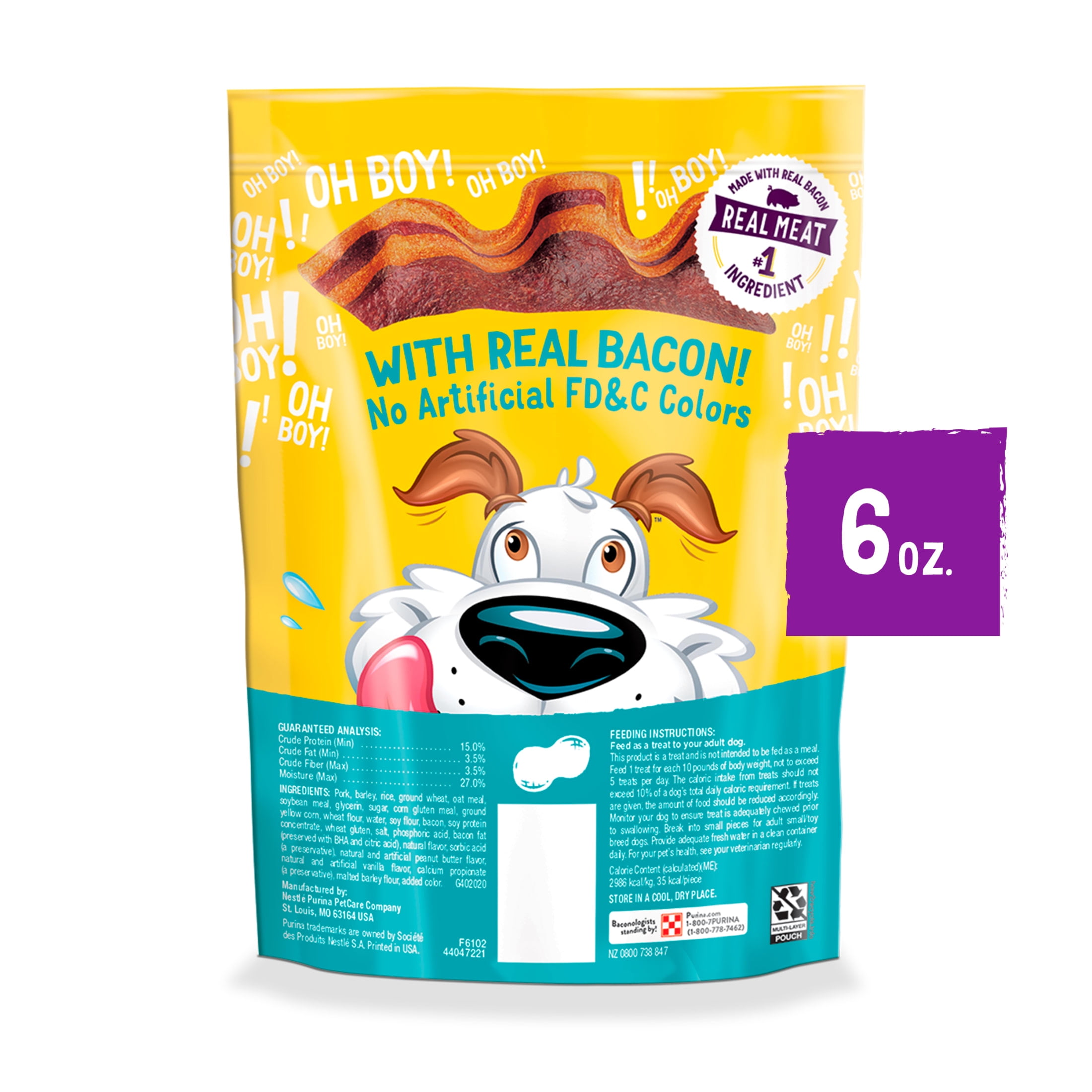 Purina Beggin' Strips Dog Treats Bacon & Natural Peanut Butter Dog Chews Snacks, 6 oz Pouch (6 Pack)