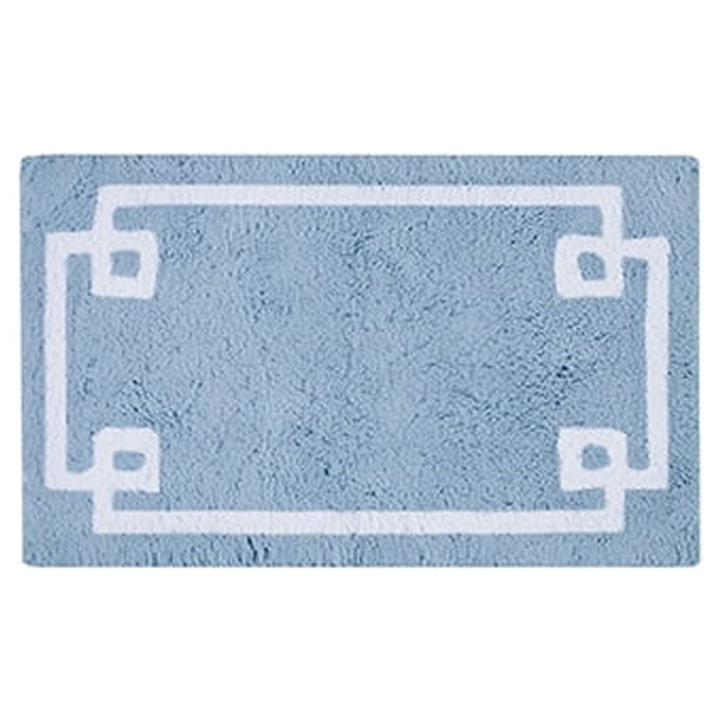 MAYEERTY 100% Medium Pile Cotton Tufted Bath Rug, Blue, 20"W x 30"L