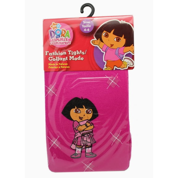 2 pairs Of Dora Kids Fashion Tights: White And Pink Girls Tights (Size 4-6)