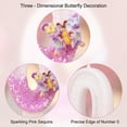 thumbnail image 3 of Creative Cartoon Numeral Birthday Candle, Pink Number Cake Topper with Butterfly Decoration, Elegant Party Supplies for Anniversary Celebration, Number 0, 3 of 6